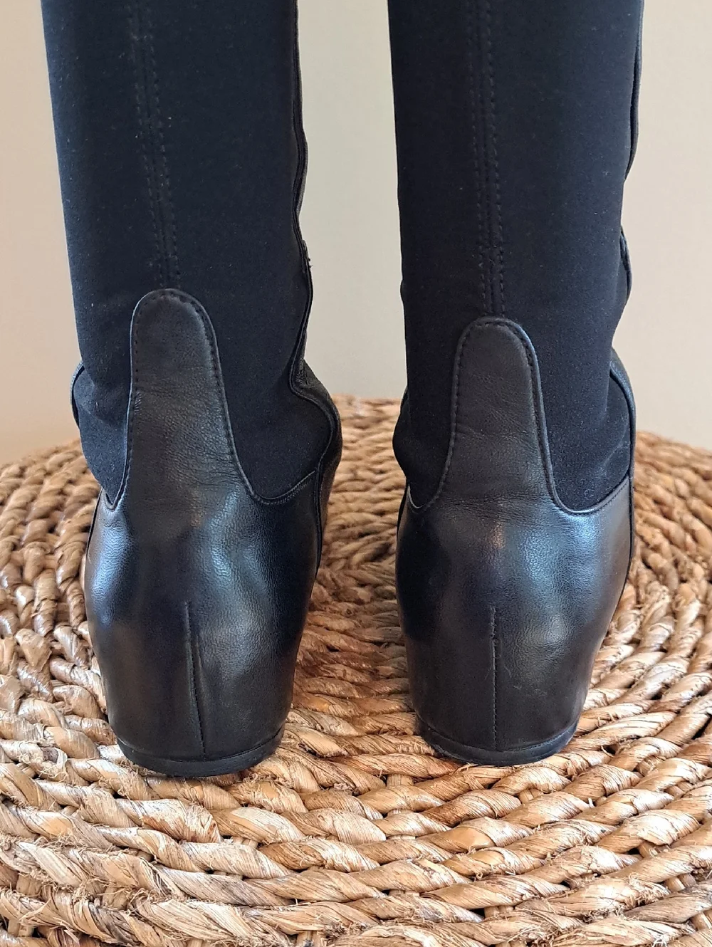 Stuart Weitzman Womens‎ 50/50 Black Leather/Microfiber Over-the-Knee Boots 5.5